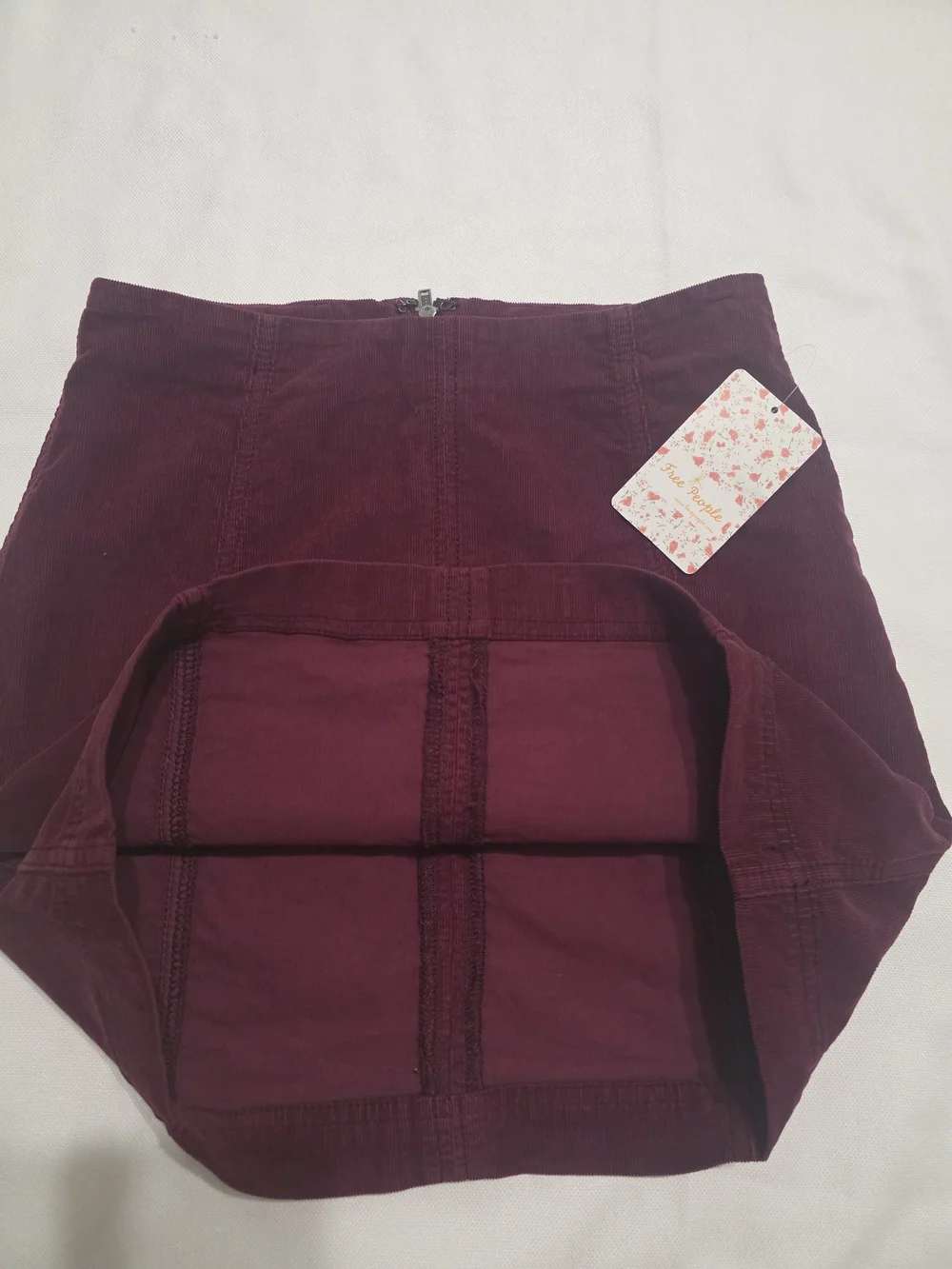 Free People Modern Femme Corduroy Burgundy Mini Skirt - Classic A-Line Style